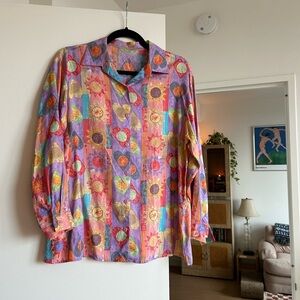 Vintage Colorful Long Sleeve Blouse - Made in Italy!